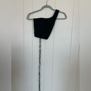 One shoulder lace up side crop top black worn once